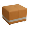 Orange and White Cat-Scratch Leather Square Low Stool with Stable Base Supports