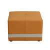 Orange and White Cat-Scratch Leather Square Low Stool with Stable Base Supports