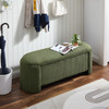 50-Inch Off-Green Corduroy Oval Storage Bench with Cushioned Seat and Padded Top