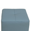 Lake Blue Cat-Scratch Leather Square High Stool with Tufted Cushion and Supports