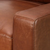 Chestnut Brown Top-Grain Leather 3-Seat Sofa with Track Arms and Block Feet