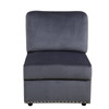 Dark Gray 4-Piece Microfiber Modular Sofa Set with Movable Ottoman and Nailhead