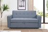 Beige Linen-Style Pull-Out Sleeper Loveseat with Tufted Cushions and Track Arms