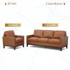 Camel Brown 2-Piece Top-Grain Leather Living Room Set with Armchair and 3-Seat
