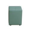 Pale Green Cat-Scratch Leather Square High Stool with Tufted Cushion and Corner