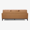 Camel Brown Top-Grain Leather 3-Seat Sofa with Track Arms and Tapered Wood Legs