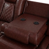 Red 3-Piece Breathable Leather Reclining Living Room Set with LED Lighting