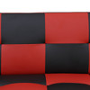 Red and Black Faux Leather Convertible Sleeper Sofa with Adjustable Construction