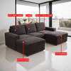 Brown 5-Piece Corduroy Modular Sofa Set with 2 Ottomans and Nailhead Trim