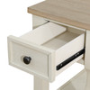 Light Brown MDF and White Oak Side Table with Drawer and Lower Shelf and Profile