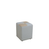 Light Gray and Khaki Cat-Scratch Leather Square High Stool with Tufted Cushion