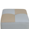 Light Gray and Khaki Cat-Scratch Leather Square High Stool with Tufted Cushion