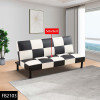 Black and White Faux Leather Convertible Sleeper Sofa with Supportive Cushioning
