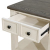Dark Gray MDF and White Oak End Table with Drawer and Integrated Drawer Shelf