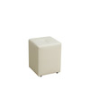 Off-White Cat-Scratch Leather Square High Stool with Tufted Cushion and Supports