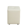 Off-White Cat-Scratch Leather Square High Stool with Tufted Cushion and Supports
