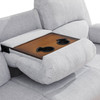 Gray White 3-Piece Linen Reclining Living Room Set with Cup Holder Consoles