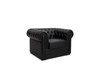 Black Leather Single-Seat Sofa with Padded Back and Wide Arms and Padded Cushion