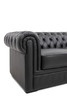 Black Leather Single-Seat Sofa with Padded Back and Wide Arms and Padded Cushion