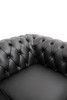 Black Leather Single-Seat Sofa with Padded Back and Wide Arms and Padded Cushion