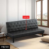 Black Faux Leather Convertible Sleeper Sofa with Adjustable Construction