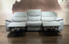 Off-White Fabric 3-Seat Dual Reclining Sofa with Adjustable Center Headrest