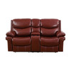 Burgundy 3-Piece Breathable Leather Reclining Living Room Set with Consoles Cup
