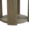 Walnut MDF and Oak Round Side Table with Lower Shelf and Integrated Drawer Shelf