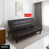 Brown Faux Leather Convertible Sleeper Sofa with Adjustable Construction