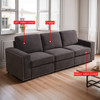 Brown 3-Piece Corduroy Modular Sofa with Double Track Arms and Nailhead Trim