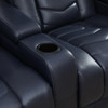 Dark Blue 6-Piece Top-Grain Leather Power Reclining Theater Seating Set with LED