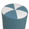 Lake Blue and Beige Cat-Scratch Leather Round Stool with Pinwheel Cushion