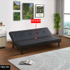 Black Faux Leather Convertible Sleeper Sofa with Adjustable Construction