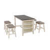 White Oak and Black MDF 5-Piece Counter Height Dining Set with 4 Gray Linen Upholstered Stools