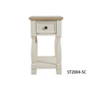 Light Brown MDF and White Oak Side Table with Drawer and Lower Shelf and Profile