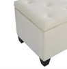 48-Inch Beige Linen Button-Tufted Storage Bench with Safety-Close Hinges
