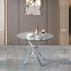Silver Tempered Glass Dining Table