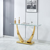 Clear Silver Tempered Glass Console Table