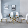 Clear Silver Glass Top Dining Table