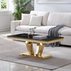 Gold White Stone-Look MDF Coffee Table