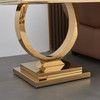 Black Gold Stone-Look MDF End Table with Metal Base