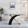 Black Tempered Glass Dining Table with Stainless Steel Frame