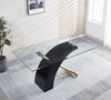 Black Tempered Glass Dining Table with Stainless Steel Frame