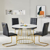 White Gold Glass Top Round Dining Table with Metal Base