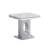 White Gold Stone-Look MDF End Table with Metal Base