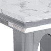 White Gold Stone-Look MDF End Table with Metal Base