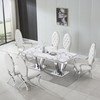 White Silver Genuine Marble Dining Table