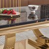 Black Gold Stone-Look MDF Coffee Table with Metal Base