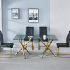 Clear Silver Glass Top Dining Table