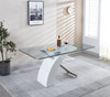 White Tempered Glass Dining Table with Stainless Steel Frame